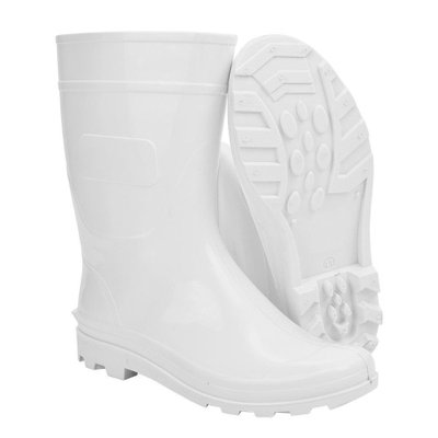 Bota de PVC 30 cm Branca com Forro Sem Bico Ref.106 Cartom