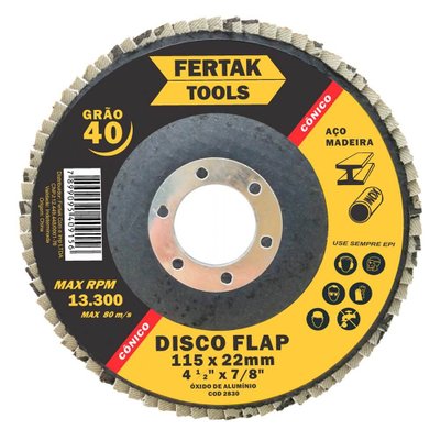Disco Flap Cônico 4.1/2" (Pol.) - 115mm Grão 40 Fertak