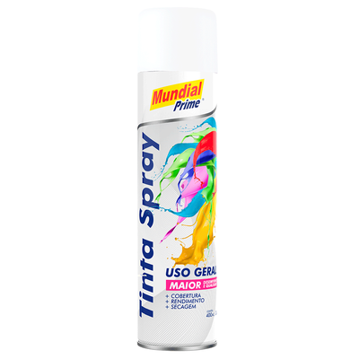 Tinta Spray 400ml Uso Geral Branco Brilho Mundial Prime