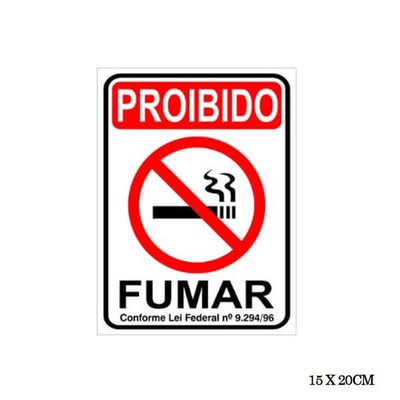 Placa Sinalização Proibido Fumar 15x20cm - Pacific