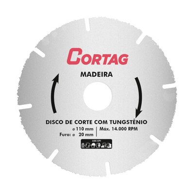 Disco Corte Tungstênio 110 mm Para Madeira Cortag