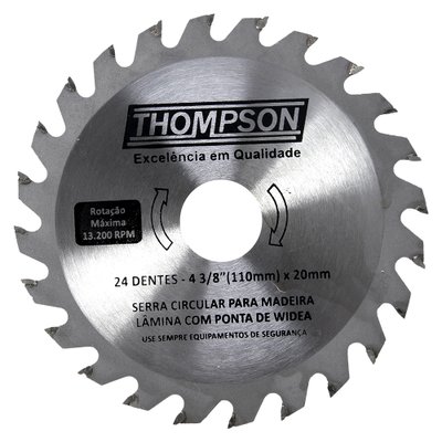 Lâmina de Serra Circular 4.3/8’’ 24 Dentes - 110 mm x 20 mm Thompson
