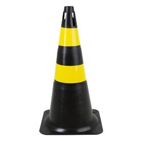 cone de pvc rigido 70cm preto e amarelo protecao uv deltaplus 6293