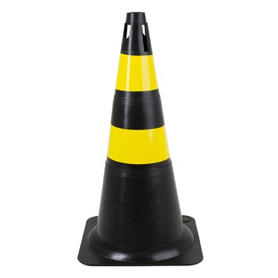 Cone de PVC Rígido 70cm Preto e Amarelo com Proteção UV DeltaPlus