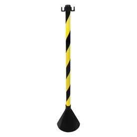 pedestal de plastico zebrado preto e amarelo 90 cm com 2 ganchos deltaplus 4173