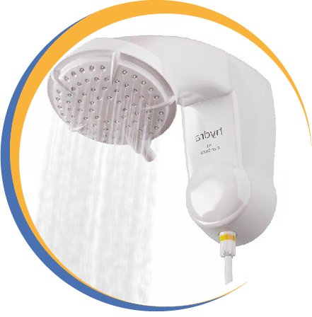 ducha Hydra hit eletrônica branca com haste controle temperatura