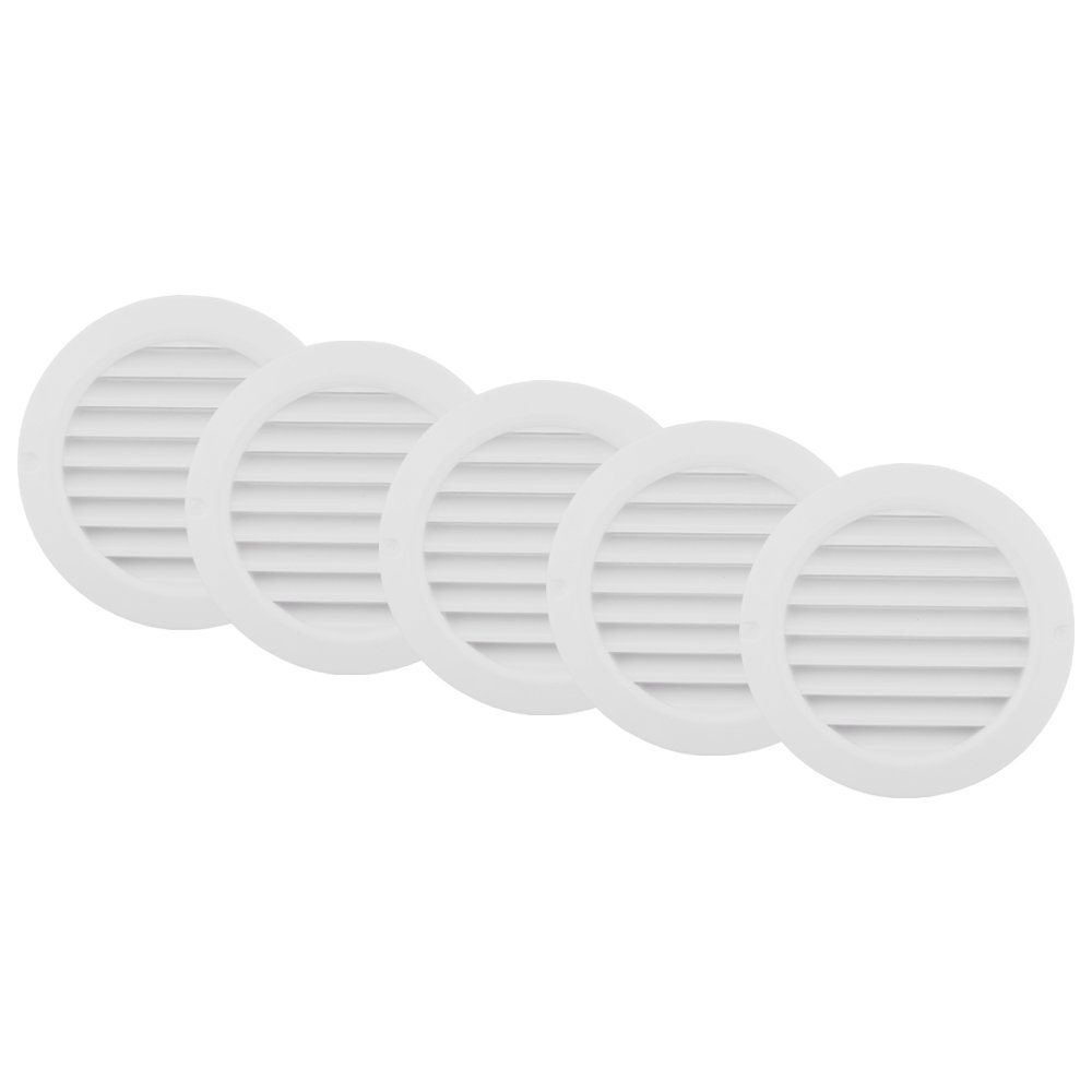 grade de ventilacao plastica redonda branca kit com 5 pecas itc