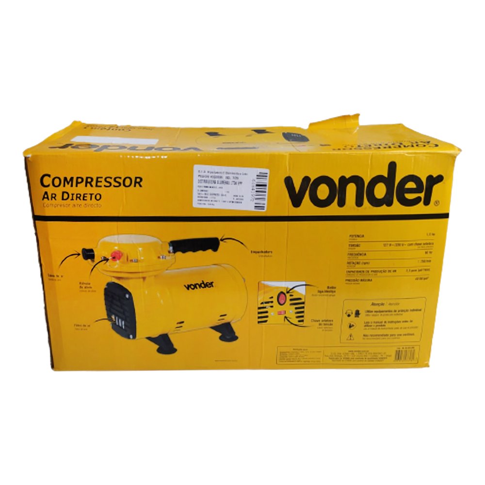 Compressor Ar Direto Portátil Bivolt 1/2 HP VONDER 2,3PCM